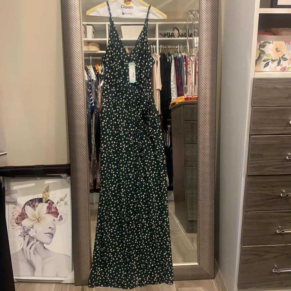 Green floral romper
